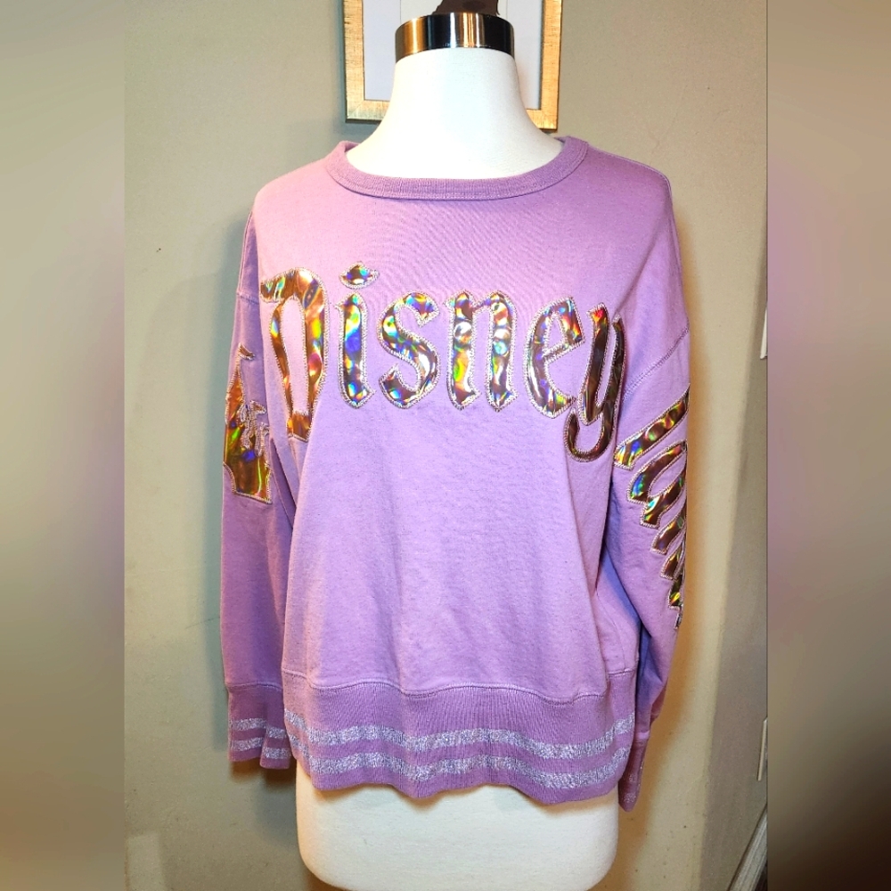Disney Pink 50th Anniversary‎ Sweatshirt Pullover Size Medium Iridescent